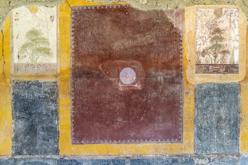 Third-style fresco with decorative panels in the Villa San Marco in Stabiae