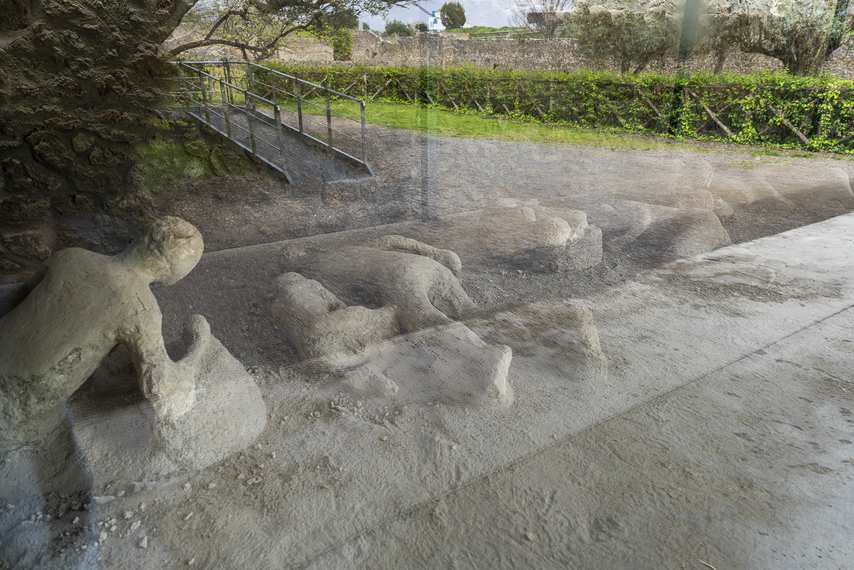 Garden of the Fugitives, detail of casts of victims of the eruption at Pompeii