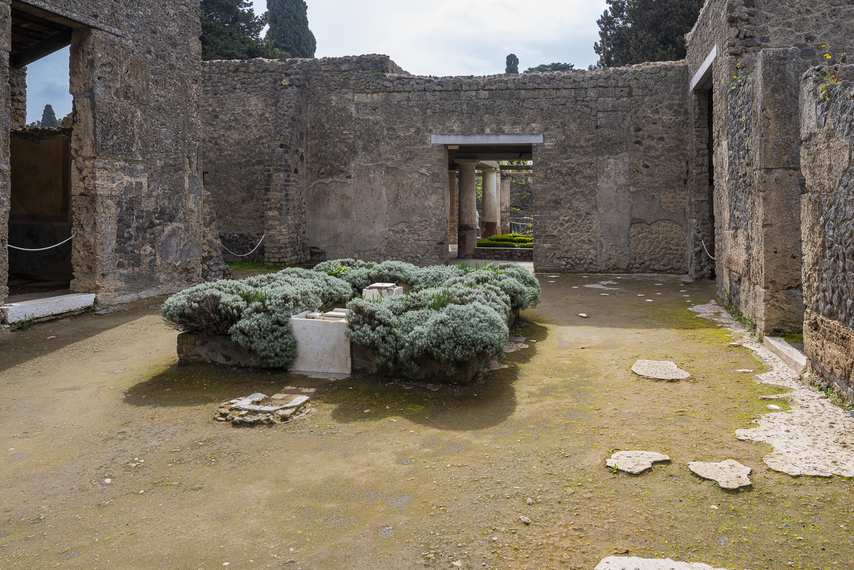 Indoor garden with flowerbed in the House of Octavius Quartius in Pompeii