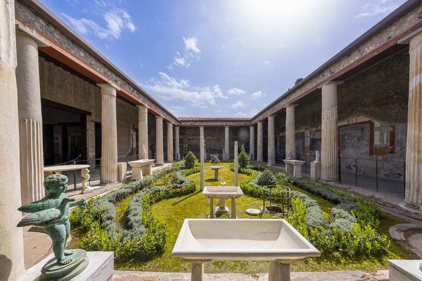 Interior colonnaded garden of the House of the Vettii in Pompeii