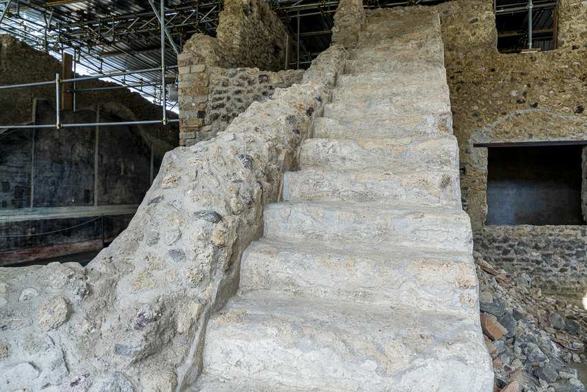 Roman masonry staircase in the House of Thiasos in Pompeii