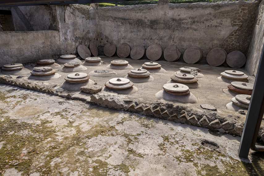 Roman dolia used for food storage in the Villa Regina in Boscoreale
